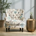 thumbnail image 2 of GDF Studio Ishtar Contemporary Tufted Club Chair with Nailhead Trim, Blue and Light Beige Floral Fabric and Dark Brown, 2 of 11
