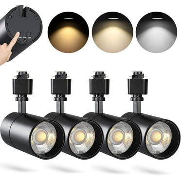 VANoopee 3-Color 30W H Track Lighting Heads Dimmable Bright LED Track Lighting Fixtures Accent Task Retail Kitchen Ceiling Spotlight Track Light H Type Pack of 4 - Flicker Free CRI90  36° 3000lm Black
