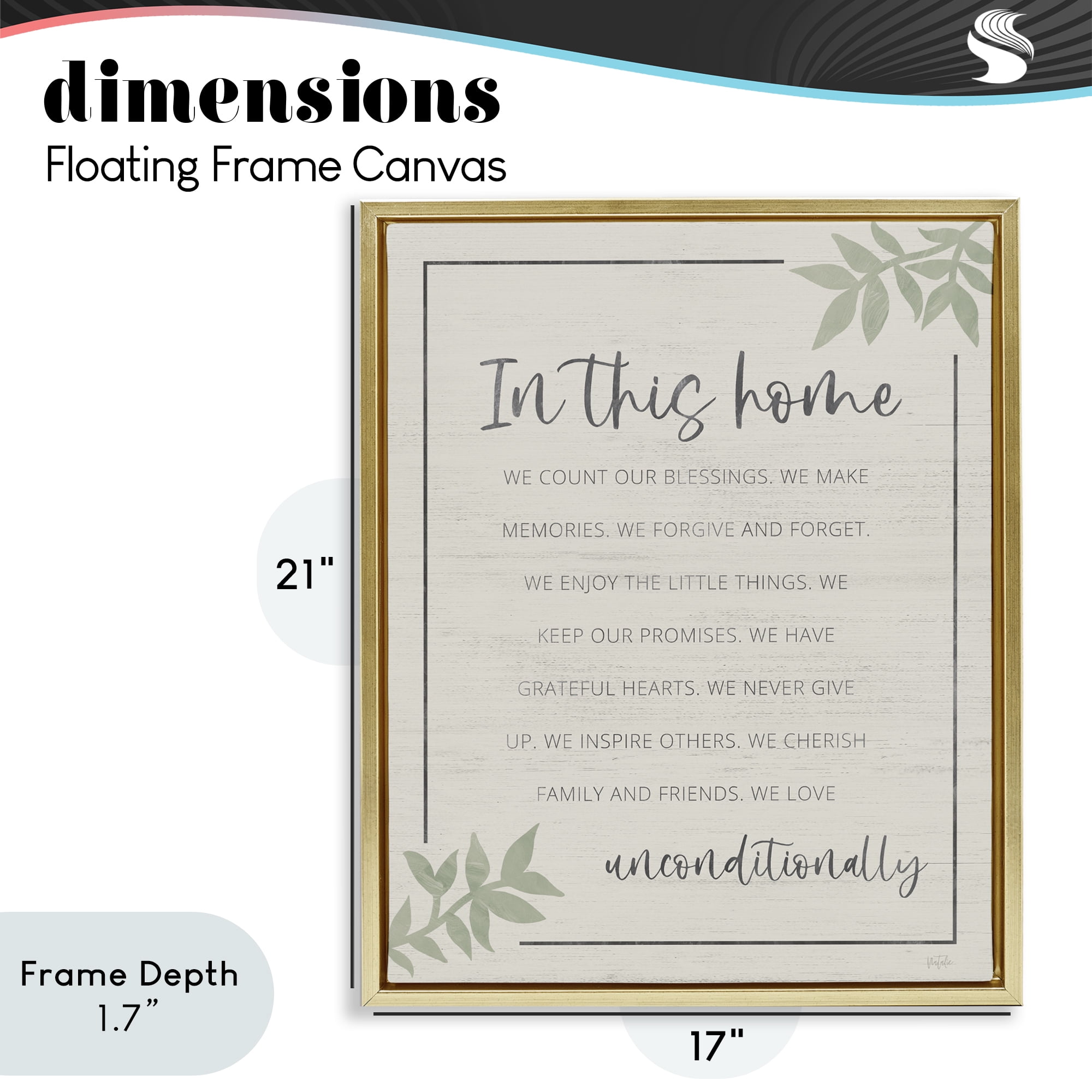 Stupell Industries We Love Unconditionally Gold Framed Floater Canvas Wall Art, design by Natalie Carpentieri