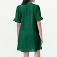 thumbnail image 4 of UoCefik Women's 2025 Summer Short Sleeve Mini Dress V Neck Ruffle Hollow Out Eyelet Lace Dresses Dark Green L, 4 of 6