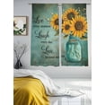 thumbnail image 3 of Sheer Curtains 72 Inches Long, Teal Retro Summer Botanical Floral Light Filtering Window Curtains for Living Room, Vintage Sunflower Rod Pocket Voile Sheer Curtain Drapes, 52"W x 72"L, 2 Panels, 3 of 9
