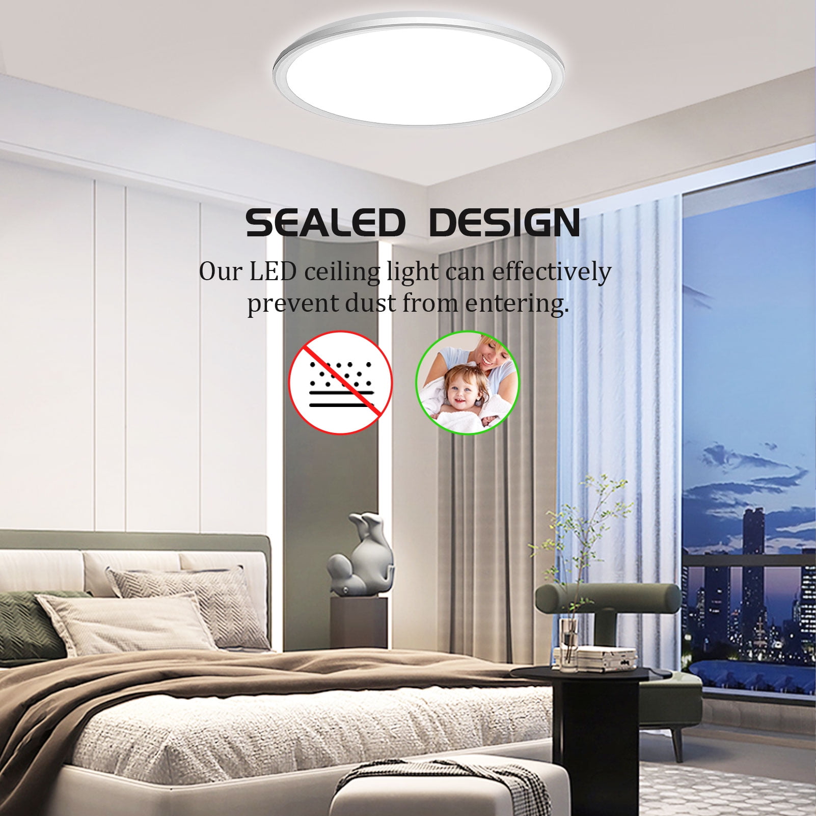 KOGYAS Flush Mount LED Ceiling Light Fixture with 3 Adjustable Color Options,12 Inch 24 Watt Thin Ceiling Lamp Surface Mount for Kitchen Bedroom Utility Laundry Closet Room(2 Packs)