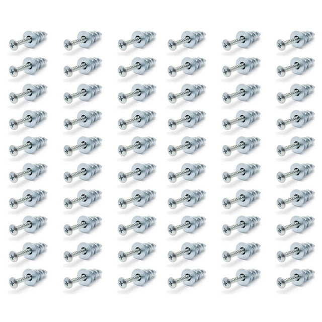 Kit d'Ancrage pour Cloison Sèche/mur Creux Auto-Perçant en Zinc avec Vis (60 Pcs)