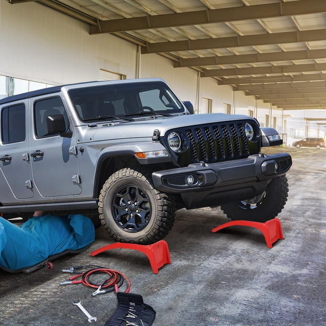 Kojooin 2 Ton Heavy Duty Solid Steel Car Ramps, 2-Pack 8 Inch Lift Vehicle Service Ramps for Garage Maintenance