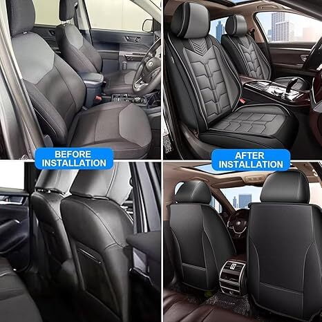 Car Seat Covers Full Set for Infiniti Q70 2014-2019 Waterproof Leather Seat Covers Cushion Lumbar Support Comfort Automotive Interior Grey,Full Set(2 Row 5 Seats)