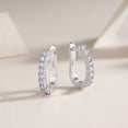thumbnail image 5 of Natural Moissanite Diamond 2Ct Round Cut Hoop Earrings in 14K White Gold Plated, 5 of 5