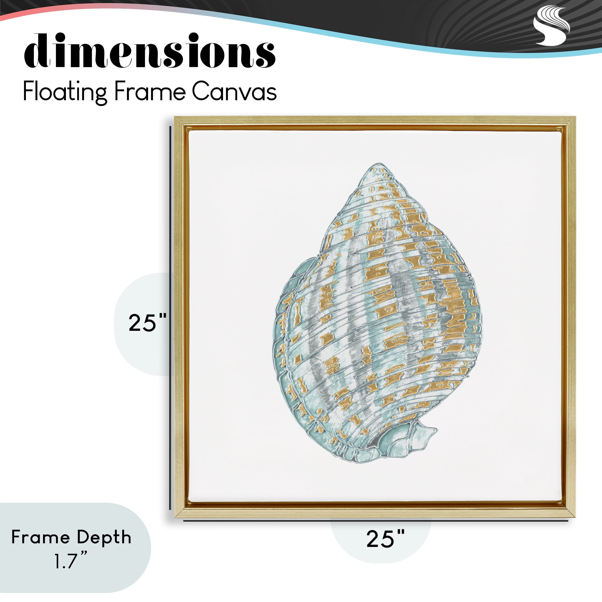 Stupell Industries Regal Shells Spiral Gold Framed Floater Canvas Wall Art, design by Lorenzo Collective