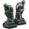 Cast Metal Thinker Bookends With Bronzed Finish On Wood Base