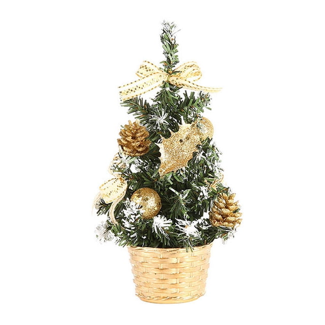 Naiovety de escritorio Artificial de árbol de pino de Navidad de 20cm, decoración de Navidad falsa, fotografía de simulación, arte de Kits de decoración para fiestas oro