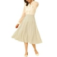 thumbnail image 2 of INSPIRE CHIC Women's Elastic Waist Zipper Polka Dots Casual Midi Skirt, 2 of 5