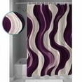 thumbnail image 3 of Extra Long Shower Curtain 72x96 Inch, Geometric Purple Shower Curtain Waterproof Bathroom Decor Vintage White Stripe Coastal Sea Wave Fabric Bath Curtain Set Accessories with Hooks, 3 of 6