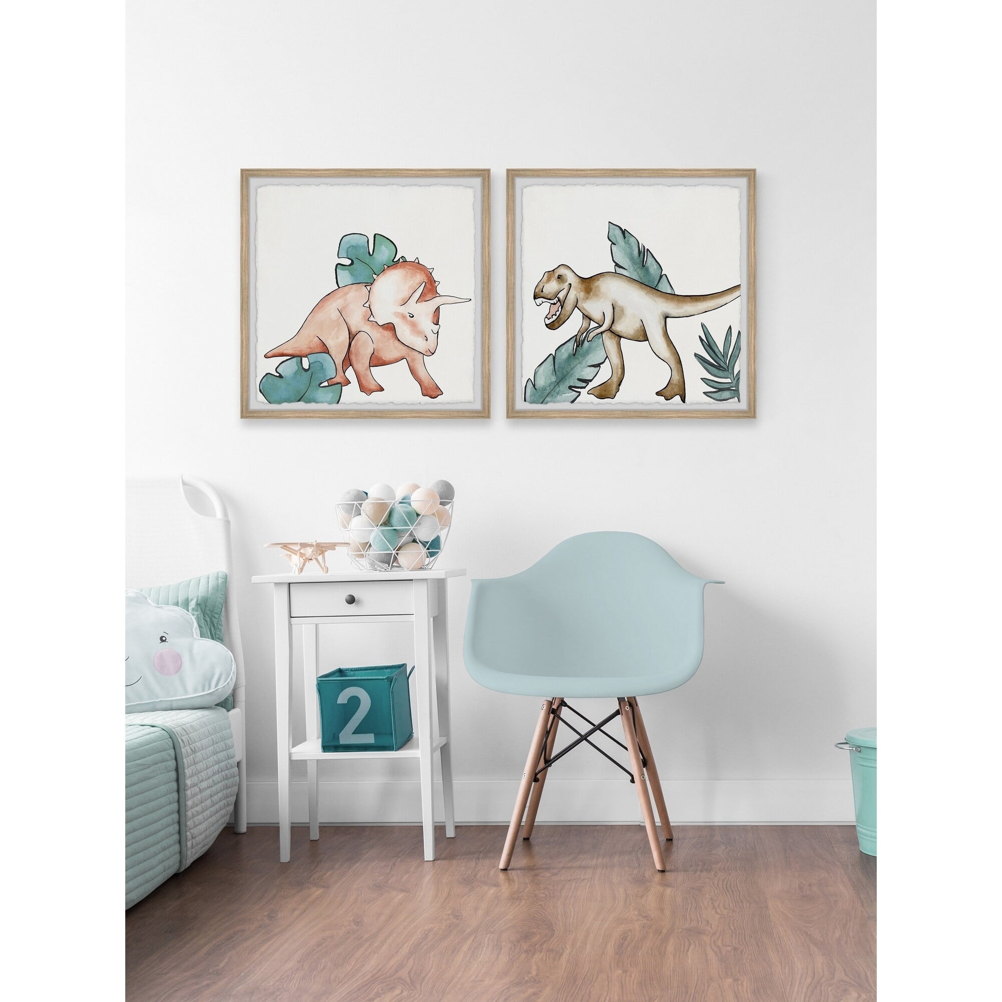 Marmont Hill Printed Dinosaurs Framed Art Prints, 18" x 36", Set of 2