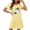 thumbnail image 2 of Tnhcen Women's Plus Size Halloween Nightgown Short Sleeve Round Neck Ghost Print Sleepwear Spooky Season Home Dress 3XL-5XL Yellow, 2 of 4