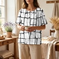 thumbnail image 5 of Women's Artistic Floral & Abstract Print Henley Top - Short Sleeve Button Down Tunic Blouse with Pocket, Loose Fit Casual V-Neck Shirt for Summer Multicolor XL, 5 of 9