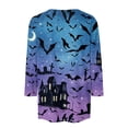 thumbnail image 5 of Halloween Shirts for Women Plus Size Funny 3/4 Sleeve Tops Spooky Castle Bat Printed Pullover Horror Crew Neck T Shirts Holiday Three Quarter Length Blouses, 2XL, 5 of 5