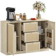 thumbnail image 1 of HOMCOM Buffet Bahut Boho, Armoire de Bar à Café de Cuisine, Naturel, 1 of 8