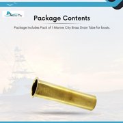 MARINE CITY Brass Drain Tube Corrosion Resistant Easy Functional and Smooth Design, 3-7/8 x 1 Inch, for Boat Water Marine Transom Motor Well Live Well Bait Well Pack of 1