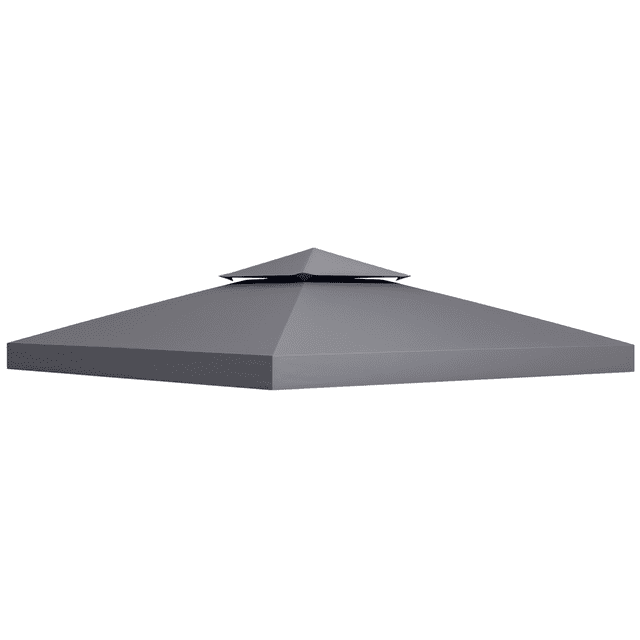 Outsunny Auvent de Gazebo Carré à 2 Niveaux 10 Pieds x 10 Pieds, Toile de Remplacement pour l'Extérieur, Jardin, Pare-Soleil, Gris Foncé