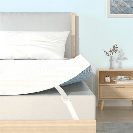 Lazycat 2 inch Memory Foam Mattress Topper  White  Dual Layer Design  King Size