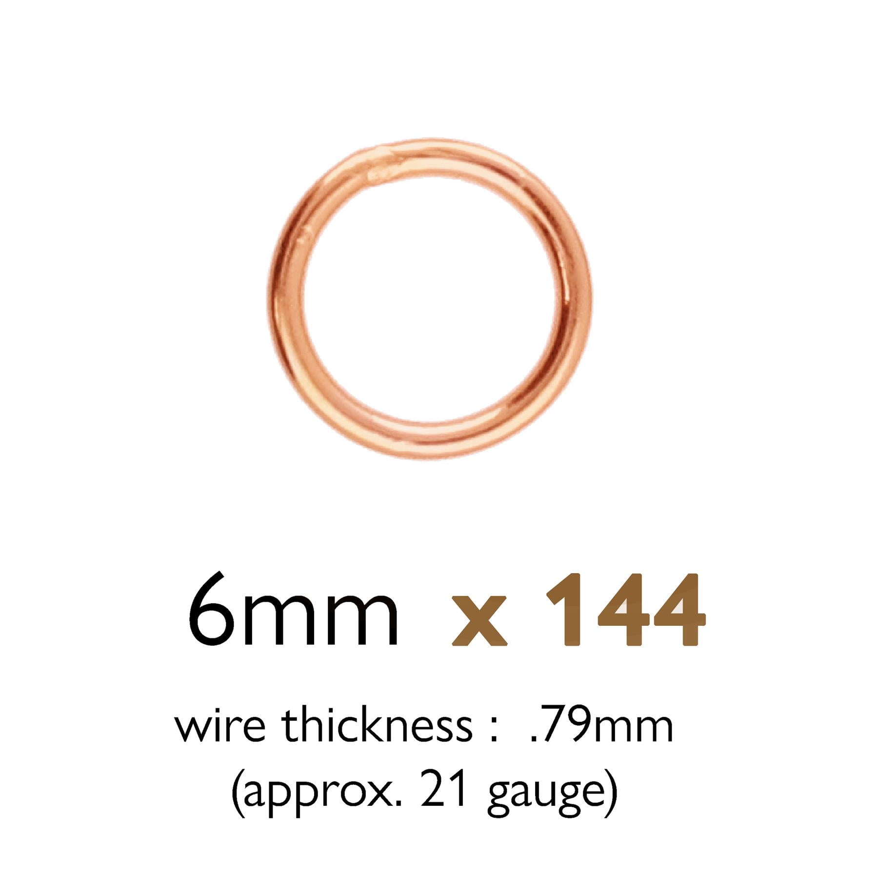 The Beadsmith Soldered Jump Rings – 6mm, Rose Gold Plated, 20-Gauge (0.79mm) Wire Thickness, 144 Pieces – Findings for Making Keychains, Charms, Chain Mail and Body Jewelry