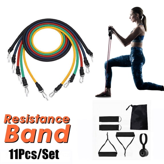 11 Piece Multifunction Elastic Exercise Resistance Bands Set Home Fitness Stretch Workout Bodybuilding Pull Rope String Strap Yoga Muscle Training Exercise