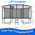 thumbnail image 5 of Kacho Trampoline 12FT, Trampoline with Enclosure Net, Sprinkler, Light, Ladder, Outdoor Recreational Trampoline with Basketball Hoop, No Gap Design Trampoline for 3-4 Kids And 1-2 Adults, 5 of 6