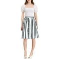 thumbnail image 2 of Unique Bargains Women's Stripes Button Front Elastic Back A Line Midi Skirt, 2 of 7