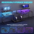 thumbnail image 6 of RSPGAME LED Gaming Desk with Monitor Stand, 47 inch Reversible Computer Desk for Home Office, Carbon Fiber Black, 6 of 10