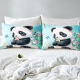 thumbnail image 4 of YST Panda Flower Sheets, 3D Cute Cartoon Panda Sheet Set Cute Animal Pattern Bed Sheets Set, Butterfly Decor Watercolor Print Top Fitted Sheet Full 4 Pieces, 4 of 6