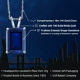 thumbnail image 2 of Gem Stone King 14K White Gold Blue Created Sapphire Pendant Necklace for Women | 4.00 Cttw | Gemstone September Birthstone | Emerald Cut 11X9MM | With 18 inch Chain, 2 of 6