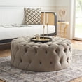 thumbnail image 3 of SAFAVIEH Charlene Modern Glam Solid Tufted Cocktail Ottoman, Mushroom, 3 of 9