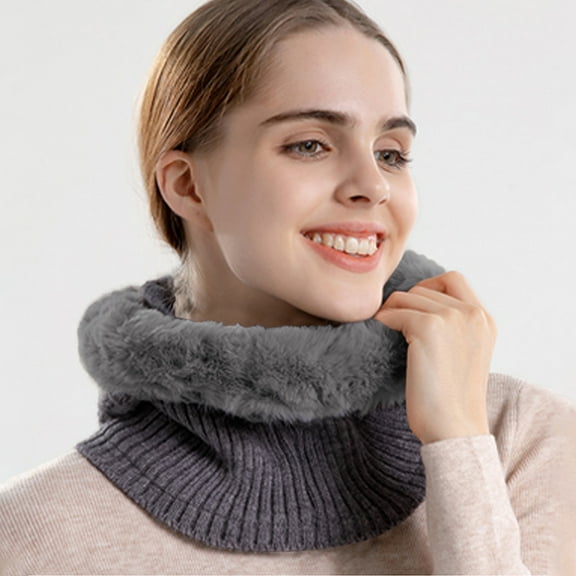 Dyfzdhu Women Winter Slouchy Knit Warm Hats Wool Cap Scarf Integrated Pullover Cute Outdoor Ear Protection Knitted Hat