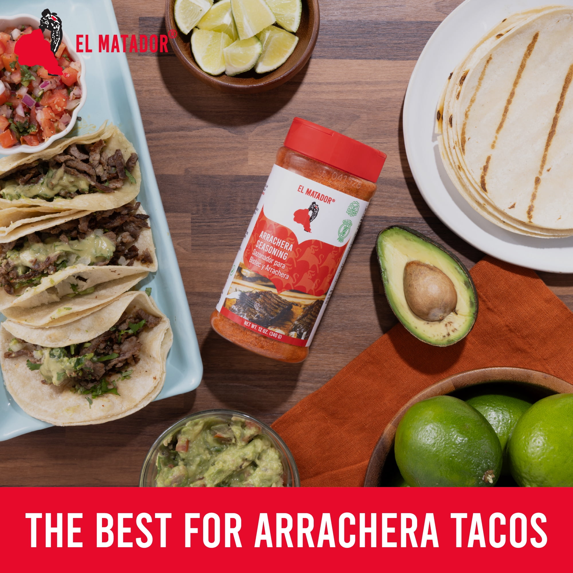 El Matador Arrachera Seasoning 12 oz. - Authentic Mexican Steak Seasoning for Carne Asada, Skirt Steak, and Grilled Meats - Gluten-Free & Vegan