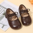 thumbnail image 4 of Girls Dress Shoes Toddler Little Kid Flats Mary Jane School Bowknot Flower Girl Party Ballerina Flat Shoes Brown 24, 4 of 5