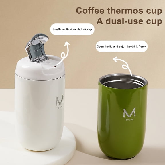 Queroig Thermal Coffee Mug 350ml Stainless Steel Travel Cup Portable Insulated Tea Tumbler Reusable Hot Drink Container