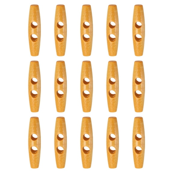 Uxcell 15pcs Wooden Toggle Buttons 50mm / 2" Double Hole Wood Olive Horn Sewing Buttons for Coat Sweaters Clothing DIY Craft, Beige