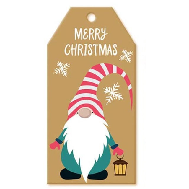 Fiudx Etiquetas para Regalo de Navidad, Diseño de Enanito, Papel Kraft, Juego de 100 Piezas, Decoración Navideña, Imprescindible para Envolver Regalos, Versátiles para Fiestas y Bodas, Tamaño de 3 X