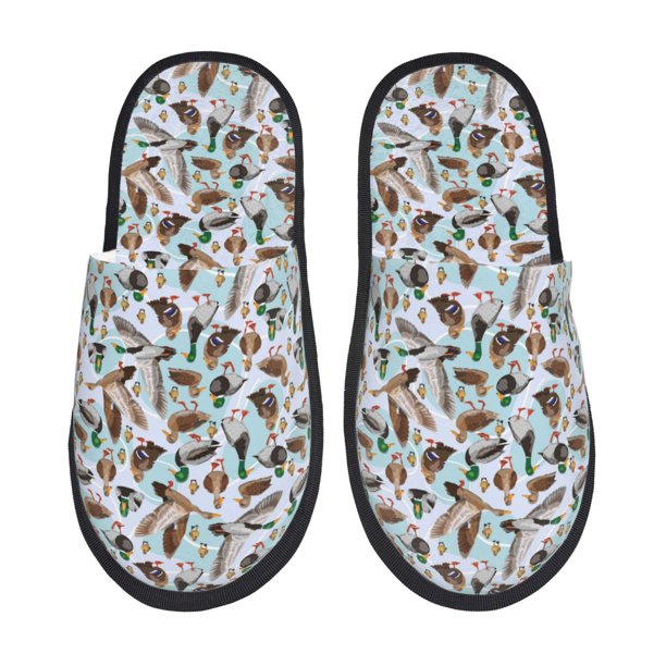 Fotbe Mallard Ducks Wild Birds1 Pantuflas Peludas para Mujer con Estampado, Zapatillas de Peluche, Zapatos de Invierno para Casa, Uso Interior y Exterior-Medium