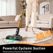 SUXIANGVAC Cordless Vacuum Cleaner, 30Kpa 8 in 1 Lightweight Stick Vacuum, Anti-Tangle Brush with Green Light, 40mins Runtime Rechargeable Vacuums for Hardwood Floor, Carpet, Pet Hair, Orange