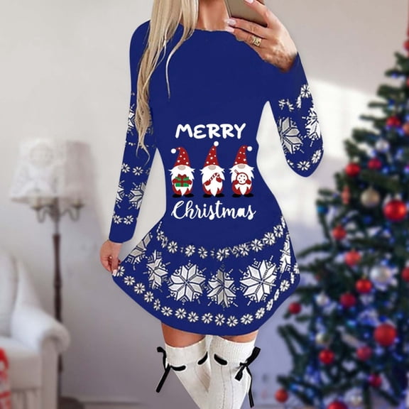 LEEy-world Christmas Gifts for Women, Women's Oversize Tshirt Dress Plus Size Dresses That Hide Belly Fat Casual Empire Waist Dresses Blue,XL