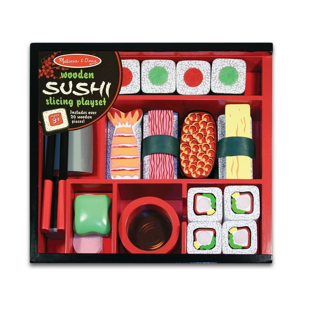 Melissa & Doug Sushi Slicing Wooden Play Food Set for Kids
