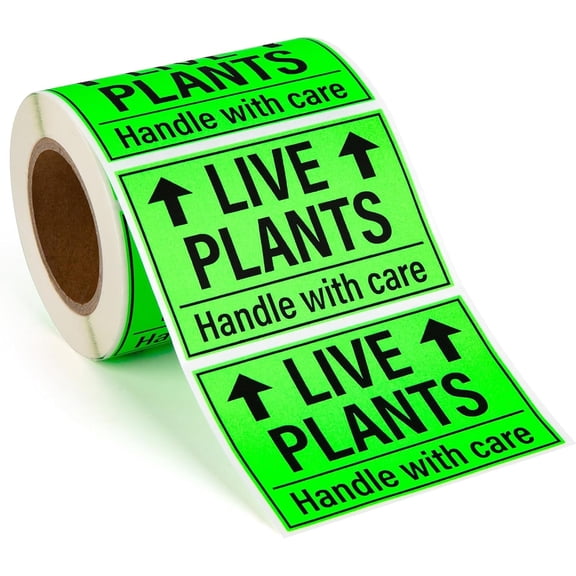 250pcs Live Plants Shipping Stickers, Handle with Care Labels for Gardens, Nurseries, Landscaping, 3" x 2" Labels
