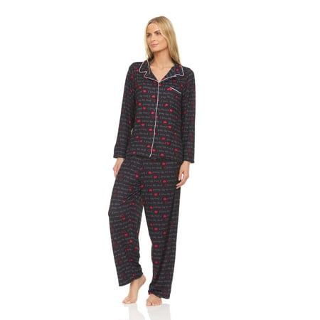 

Lati Fashion Women Pajamas Set Pants and Top Long Sleeve 2-Piece Female Pajamas Set Black Size Medium