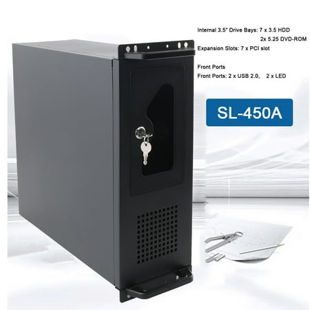NICCOO SL-450A 4U Server Chassis Rackmount Server Case 7 3.5inch HDD Drive Bays w/80mm Fan