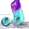 thumbnail image 5 of Nagebee Case for Samsung Galaxy S7 with Tempered Glass Screen Protector, Glitter Liquid Floating Gradient Sparkling Bling Diamond, Durable Girls Women Cute Case (Aqua/Purple), 5 of 5