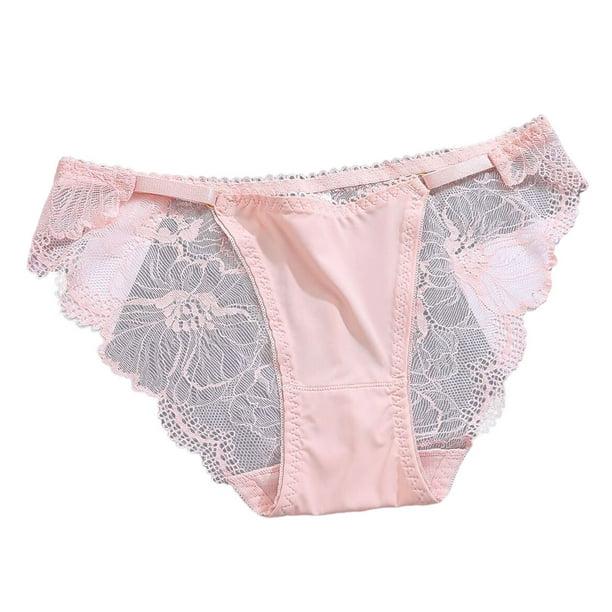 Tanga a rayas con logotipo personalizado y cintura baja - Braguita de bikini invisible - Encaje de algodón - L/XL