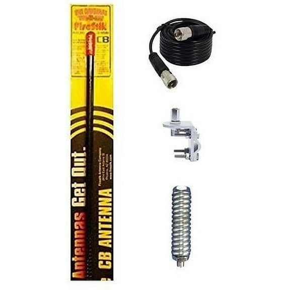 NEW FIRESTIK KW2,  KW2 B 2FT BLACK CB ANTENNA, 18FT COAX, MOUNT, SPRING
