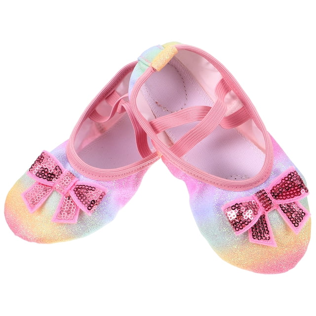 WORGEOUS 1 par de zapatos de ballet para niñas, zapatos de baile con lazo, zapatos de práctica de Ballet para niños, zapatos de baile