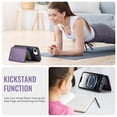 thumbnail image 6 of Allytechgroup 2 In 1 Wallet Case for iPhone 16e, Detachable Magnetic Back Cover Cards Holder Premium PU Leather Stand RFID Blocking Bumper Shockproof Case Cover for iPhone 16e, Purple, 6 of 11