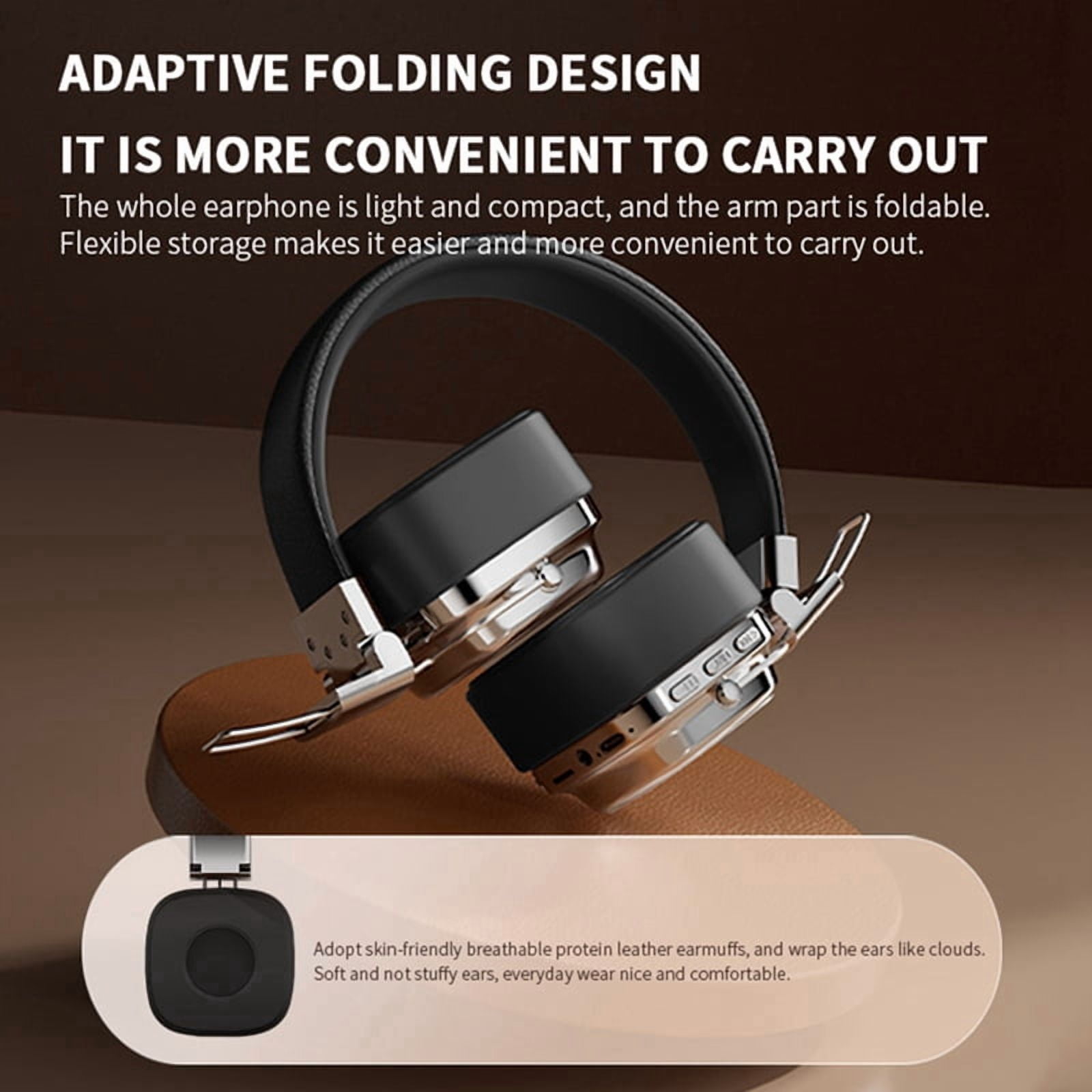 Bluetooth 5.3 Retro Wireless Headset Heavy Headphones Mobile Computer Multifunctional Headset,B
